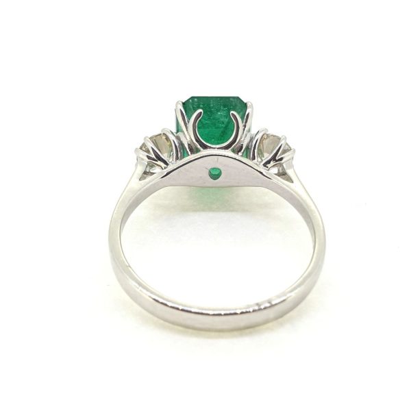 2.96ct Emerald and Diamond Three Stone Engagement Ring in 18ct White Gold