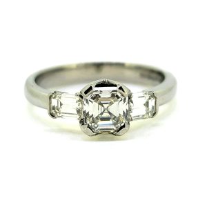 0.60ct Asscher Cut Diamond Engagement Ring with Baguette Shoulders
