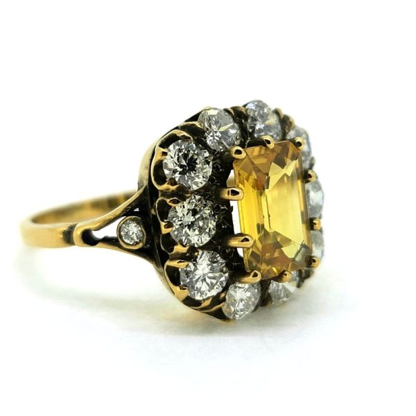 1.60ct Yellow Sapphire and Diamond Cluster Engagement Ring in 18ct Yellow Gold