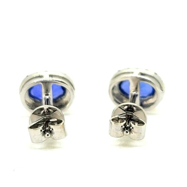 1.05ct Sapphire and Diamond Oval Cluster Stud Earrings in 18ct White Gold