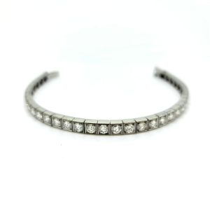 Diamond Line Bracelet in 18ct White Gold, 7 carat total