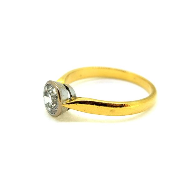 Vintage 1ct Diamond Solitaire Engagement Ring in Platinum and 18ct Yellow Gold