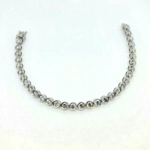 Diamond Line Tennis Bracelet in 18ct White Gold, 6.47 carat total