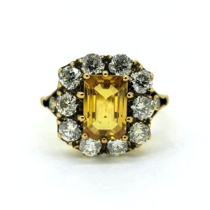 1.60ct Yellow Sapphire and Diamond Cluster Engagement Ring