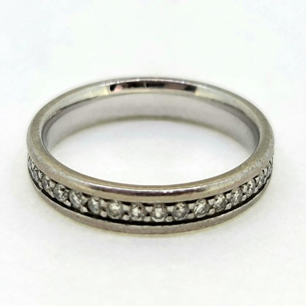 0.85ct Diamond Set 18ct White Gold Wedding Band Ring