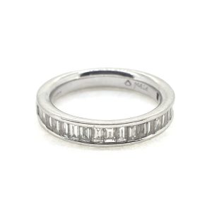 Baguette Cut Diamond Half Eternity Band Ring in Platinum