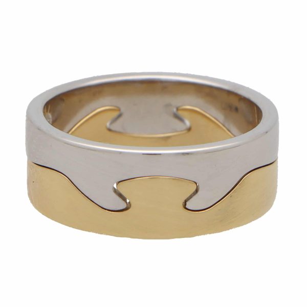 Vintage Georg Jensen two piece Fusion puzzle ring set in yellow and white gold.