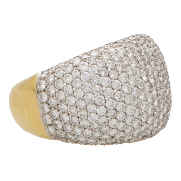 Vintage diamond bombe ring in yellow and white gold.