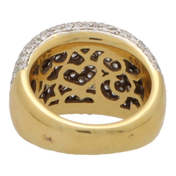 Vintage diamond bombe ring in yellow and white gold.