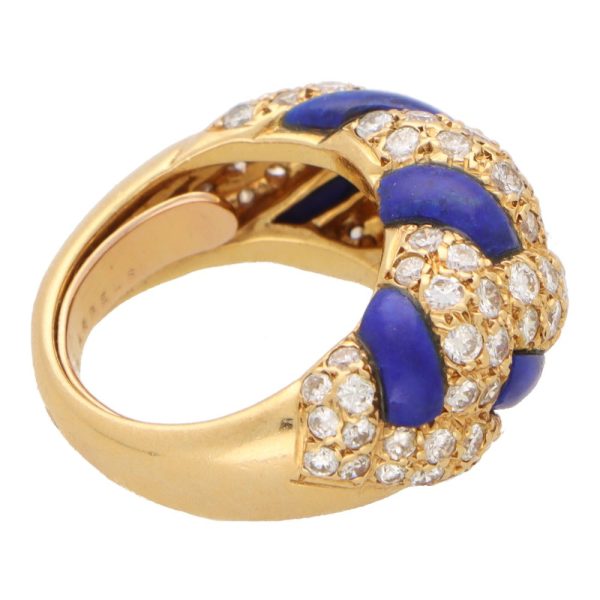 Van Cleef and Arpels lapis and diamond dress ring in yellow gold.