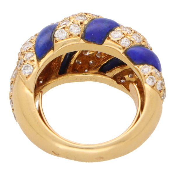 Van Cleef and Arpels lapis and diamond dress ring in yellow gold.