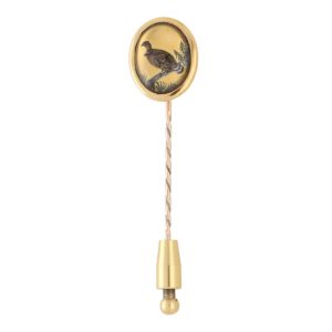 Victorian Essex crystal and gold grouse scene stick pin.