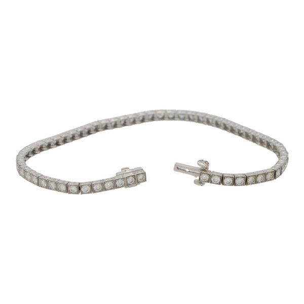 Diamond line tennis bracelet set in platinum.