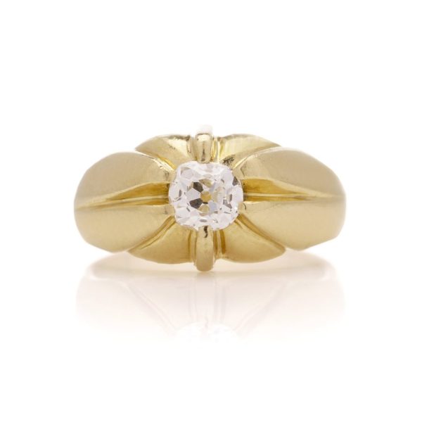 Vintage men's diamond solitaire gold ring