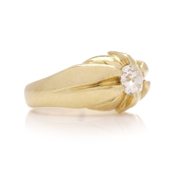 Vintage men's diamond solitaire gold ring