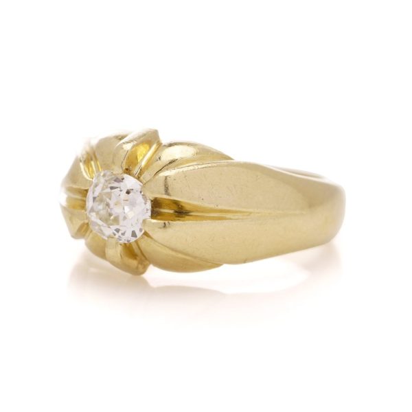Vintage men's diamond solitaire gold ring