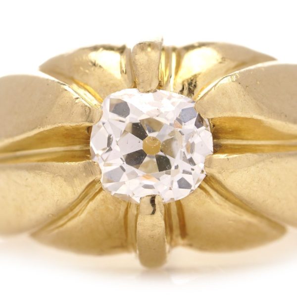 Vintage men's diamond solitaire gold ring