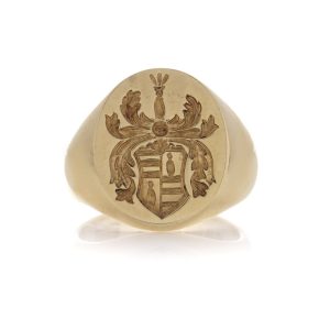 Vintage 18ct Yellow Gold Signet Ring with Coat of Arms
