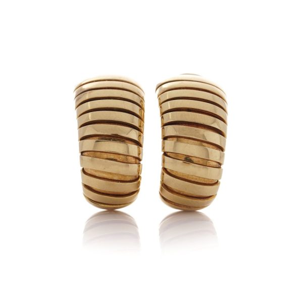 Bvlgari link hoop clip-on earrings in gold.