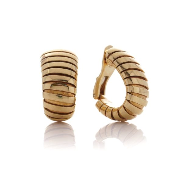 Bvlgari link hoop clip-on earrings in gold.