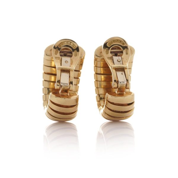 Bvlgari link hoop clip-on earrings in gold.