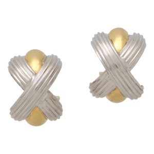 Vintage Cross Earrings In Yellow And White Gold
