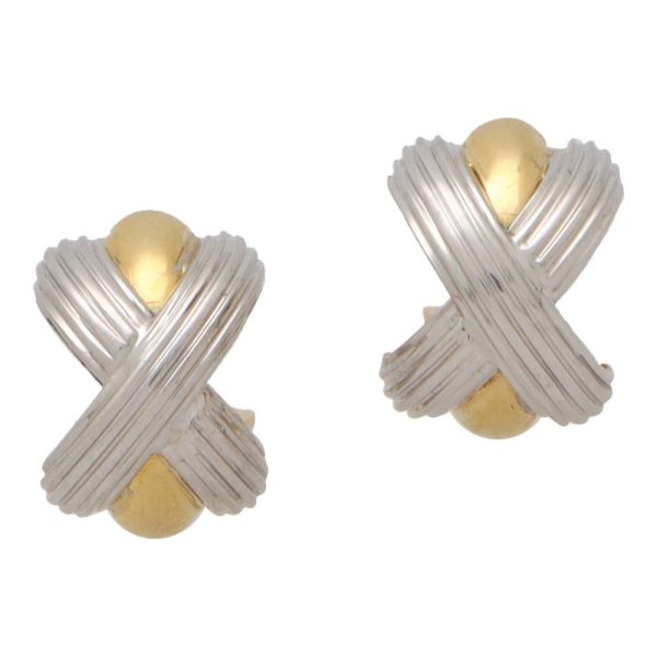 Vintage cross earrings in yellow and white gold.