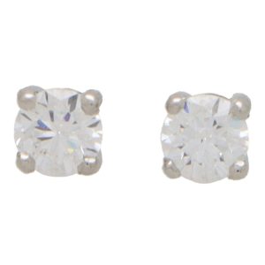GIA Certified Diamond Solitaire Stud Earrings In Platinum