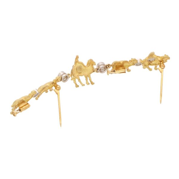 Ikeda Keiko diamond camel brooch in yellow gold and platinum.
