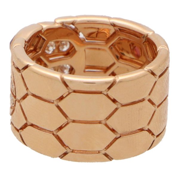 Bvlgari rubellite and diamond ring set in rose gold.