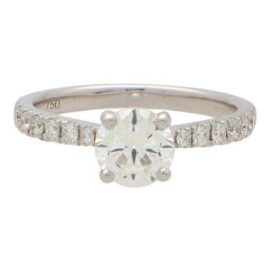Contemporary GIA Certified 1 Carat Diamond Ring In White Gold