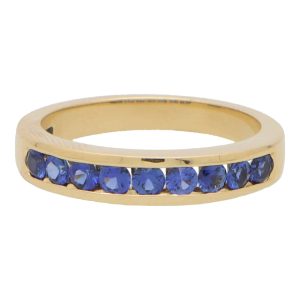 Blue Sapphire Half Eternity Ring In 18 Carat Yellow Gold
