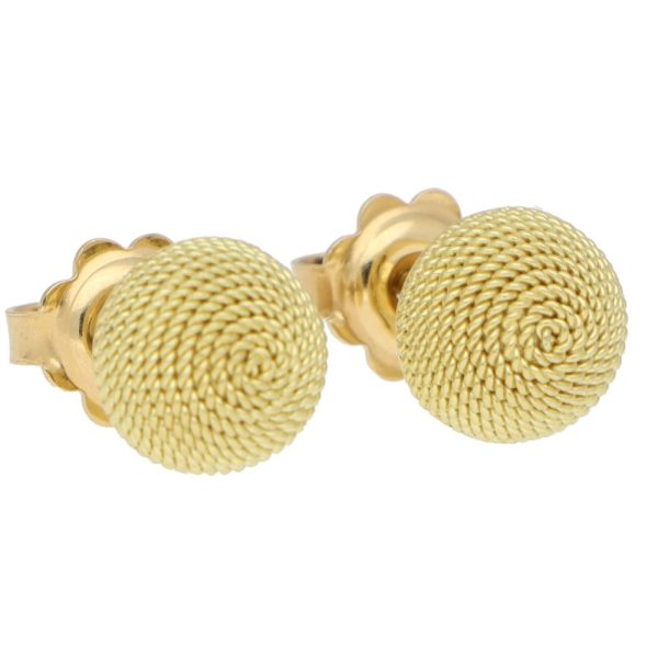 Woven dome gold stud earrings.