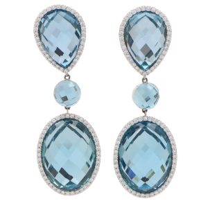 Vintage Roberto Coin Topaz and Diamond Drop Earrings In White Gold