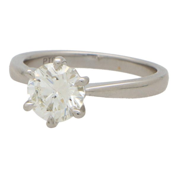 Diamond solitaire engagement ring set in platinum.