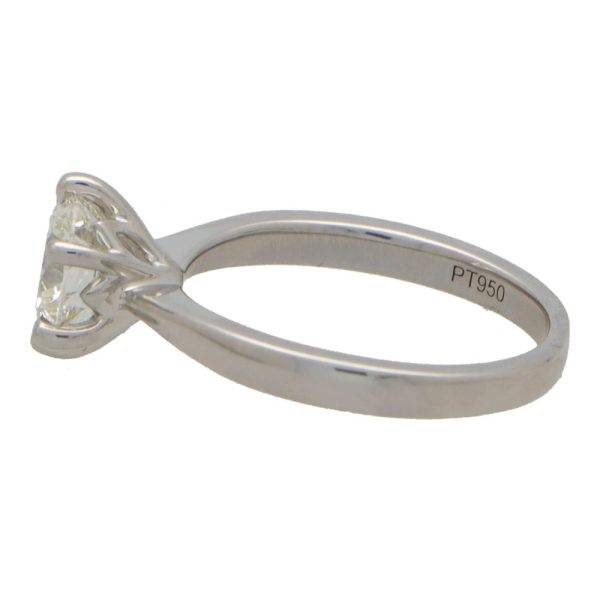 Diamond solitaire engagement ring set in platinum.