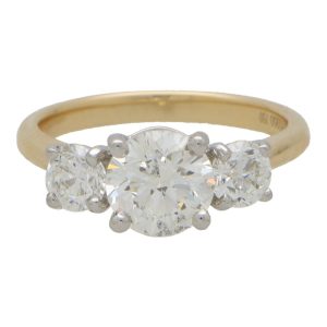 GIA Certified 2.3 Carat Diamond Three Stone Engagement Ring