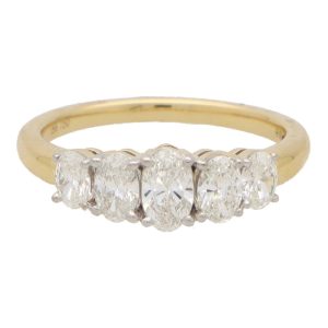 Contemporary Diamond Five Stone Ring In Yellow And White Gold