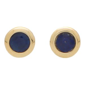 Vibrant Sapphire Stud Earrings In Yellow Gold