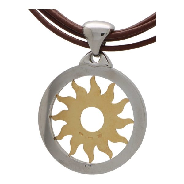 Bvlgari Tondo pendant in stainless steel and yellow gold.