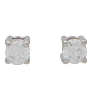 Solitaire Diamond Stud Earrings In White Gold