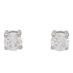 Diamond Solitaire Stud Earrings In White Gold