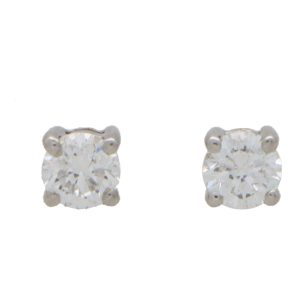 Diamond Solitaire Stud Earrings In White Gold