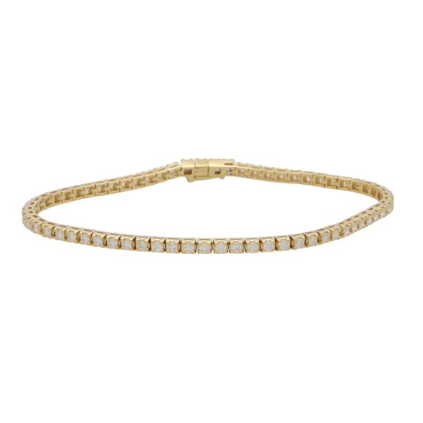 2.00 carat diamond line bracelet in yellow gold.