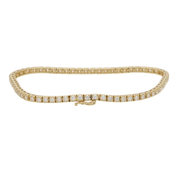 2.00 carat diamond line bracelet in yellow gold.