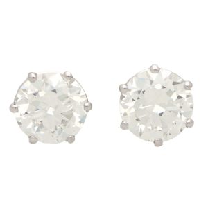Solitaire Certified 6.19 Carat Diamond Earrings In White Gold