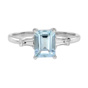 1.50ct Aquamarine Solitaire Diamond Engagement Ring