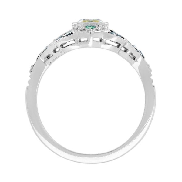 Art Deco Inspired GIA Certified Internally Flawless Diamond Emerald Onyx Cluster Cocktail Ring