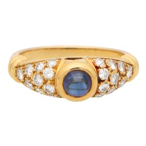 Vintage Chaumet Paris Sapphire and Diamond Ring In Gold
