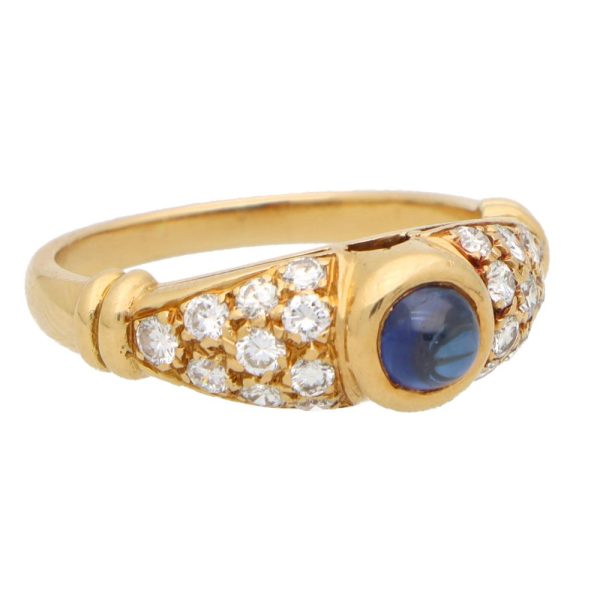 Vintage Chaumet Paris sapphire and diamond ring set in gold.
